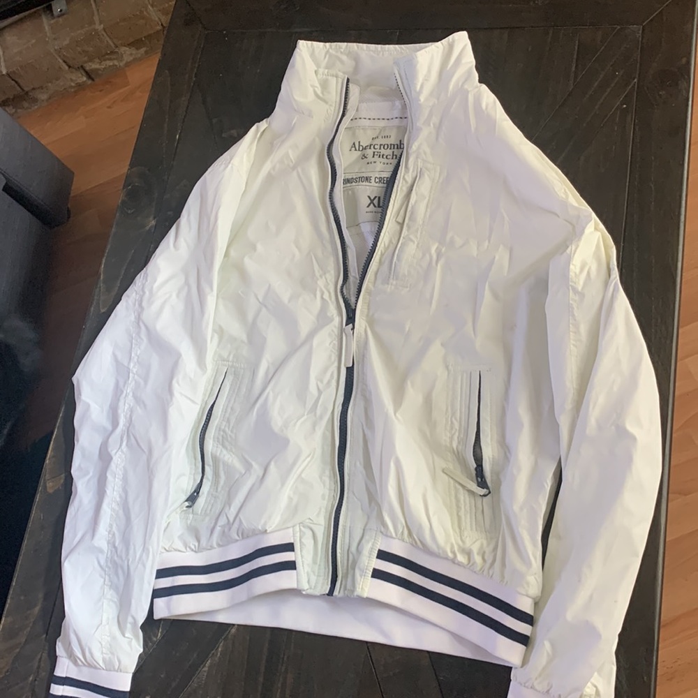 Abercrombie white bomber jacket